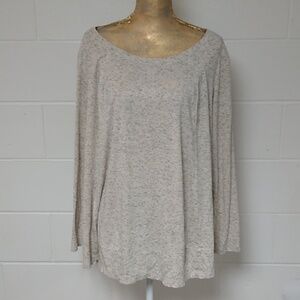 AVA & VIV LONG SLEEVE  OATMEAL NOT SO BASIC TEE SHIRT TUNIC TOP